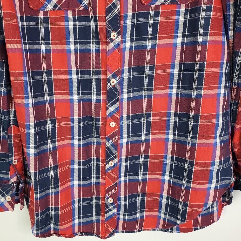 Abercrombie Fitch Button Down Shirt Plaid Mens M Red Blue Y2K Preppy Preppy - Picture 4 of 9